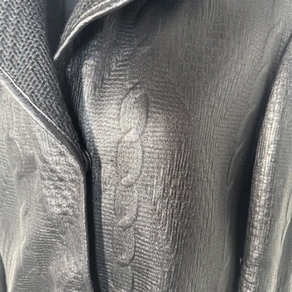 Guess Womens Black Textured Faux Leather Coat Size‎ M - Picture 6 of 10